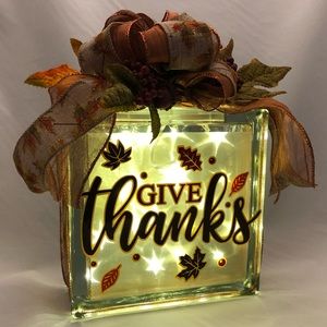 Handmade Thanksgiving glass light block